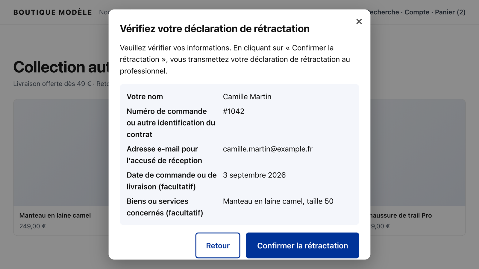 Deuxième étape : vérifier et confirmer