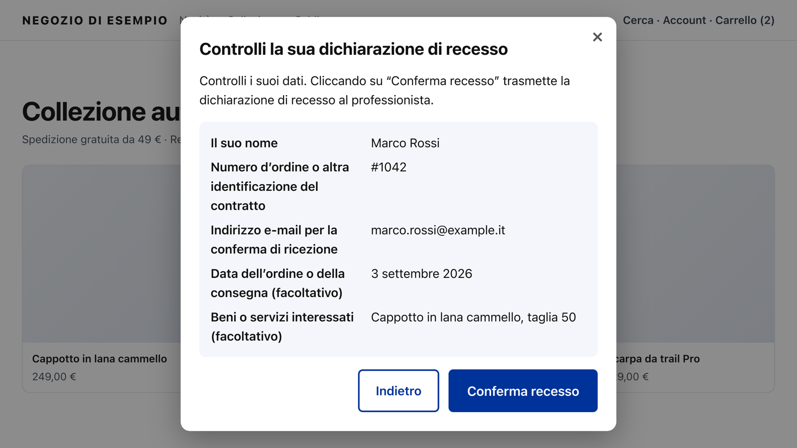 Secondo passaggio: verificare e confermare