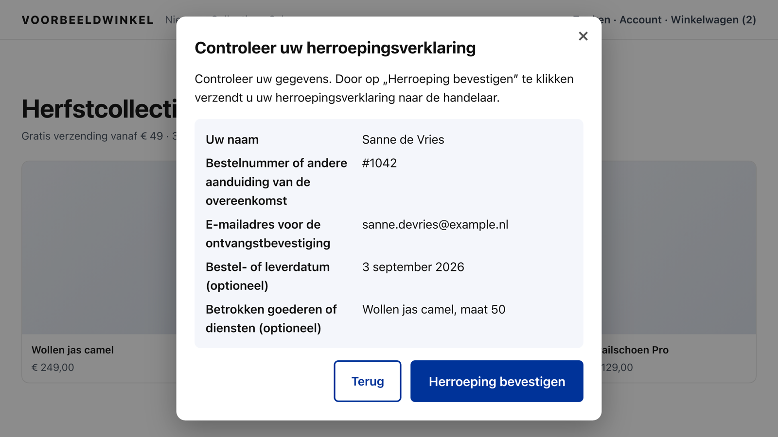 Tweede stap: controleren en bevestigen